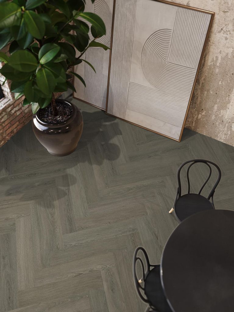 Floorlife PVC YUP Sutton herringbone dryback 10dB brown grey - Afbeelding 2